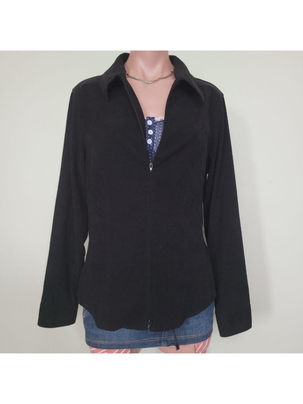Vintage FMX Comfort Stretch Suede Slim Fit Zip Up Jacket (L)